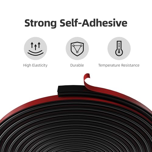 Black D-Shape Weather Stripping 20Ft (Fits 0.2–0.3in Gaps) - color: Black, size: 0.31" Thick x 20 Ft