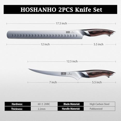 HOSHANHO BBQ Carving Knife Set, Brisket Slicing & Boning Knife for Meat - size: 7"
