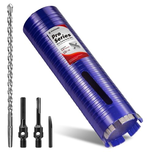 2-3/4" Core Drill Bit with Pilot Bit & Adapters(SDS Plus and 1/2" Hex), 5/8"-11 Thread, 9.5" Depth, Upgraded-Welded Segments Diamond Core Bits for Concrete, Masonry, Brick Block - size: 2-3/4"