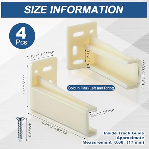 Chunful 2 Pair Rear Drawer Track Socket Back Plates Mounting Brackets,Milky | With Screws for Install, Replacement Socket for Drawer Slide Repair, Left Right Pair for Cabinet Furniture Rear Mounting - color: Milky