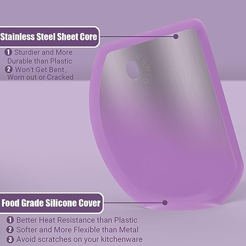 Sapid Silicone Bowl Scraper Flexible Curved Edge Dough Scraper Baking Bread - color: Purple