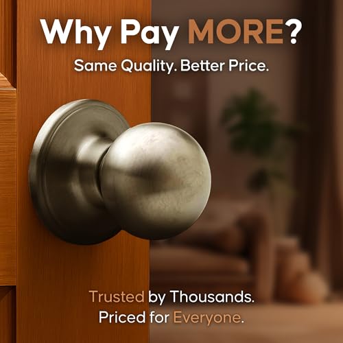 Copper Creek BK2020AB Ball Door Knob, Passage Function, 1 Pack, in Antique Brass - color: Antique Brass, size: 1 Pack, style: Passage