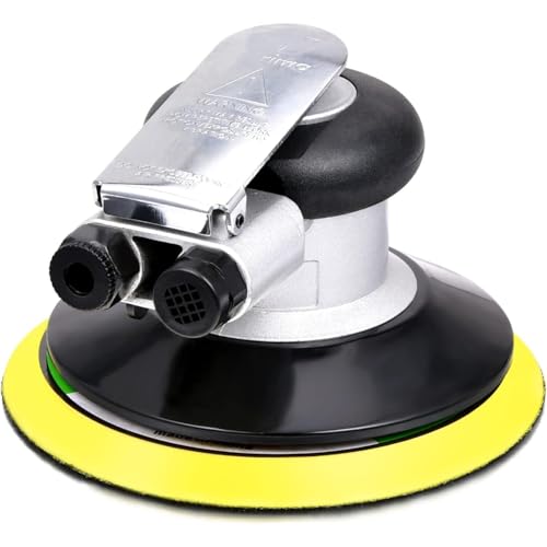 Random Orbital Air Sander 5" Pneumatic Palm Sander DA Sander, Low Vibration Noise Reduction, 12000 RPM, Hook & Loop, for Auto Body, Car Detailing, Wood, Metal Polishing & Buffing - size: 5 inch