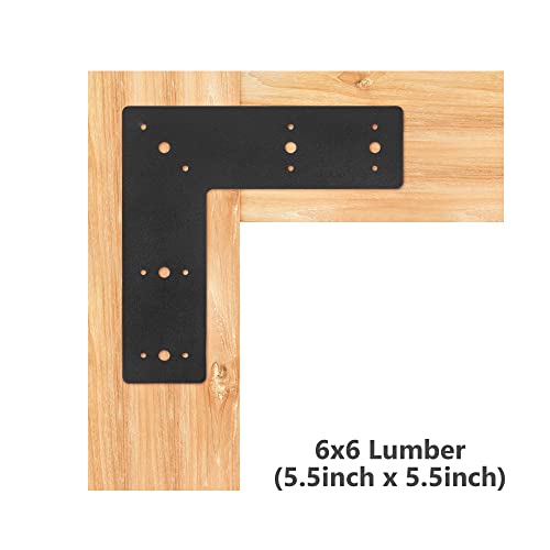 Sihnman 10"x10" L Shape Steel Flat Bracket (2 pc) with Powder Coating as Mending Plate, Right Angle Brackets, Corner Bracket, L Strap. Corner Angles Plate with Holes, L Plate for Truss framing.