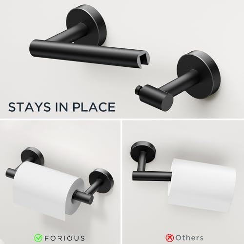 FORIOUS Bathroom Accessories, 4-Piece Bathroom Hardware Set - 24" Towel Bar - color: Matte Black