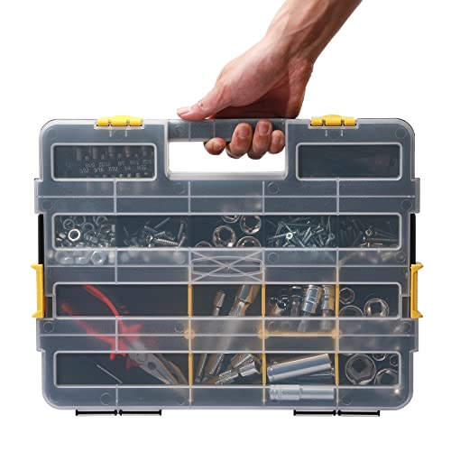 Mayouko Stackable Plastic Toolbox Organizer, Interlocking Small Parts Organizer, Compartment Toolbox for Screw,Nail,Hardware, 2PCS