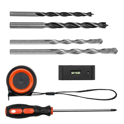 Mount-It! Universal TV Mount Installation Kit, 7-Piece Set Includes 2 Wood Drill Bits, 2 Concrete Drill Bits, 1 Stud Finder with Bubble Level, 1 Tape Measure, 1 Philipps Screwdriver
