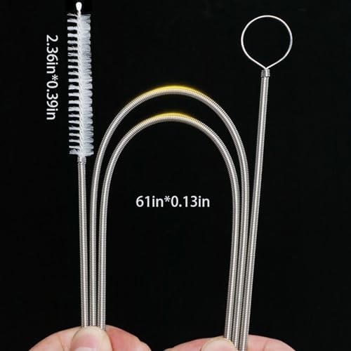 JSONO Refrigerator car sunroof Drainage Internal Long Hose Nylon Spring Fridge Drain Hole Dredging Tool Bendable Frozen Water Clog Remover Cleaning Brush for Kitchen Drain Pipe(155+6cm)