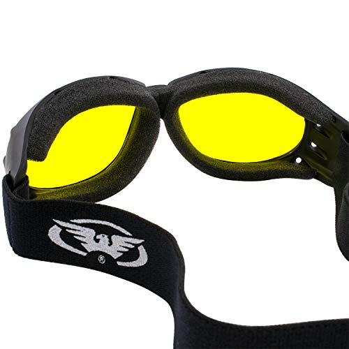 Global Vision Eliminator Dirt Bike Padded Motorcycle Riding Goggles for Men and Women (Black Frame/Smoke Lens) - color: Black Frame/Yellow Lens