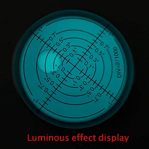 Aluminum alloy high precision horizontal bubble universal high precision small level bubble level meter circular bubble correction Convenient and quick (Silver-blue - with magnetic-luminous) - color: Silver-blue - With Magnetic-luminous