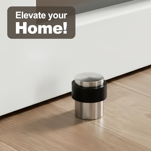 Nickel Cylindrical Floor Mounted Stainless Steel 304 Door Stop Door Stopper with Black Rubber, 2 Pack (Silver,2) - color: Silver