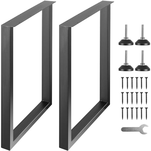 VEVOR 28 Inch Adjustable Furniture Legs, Square Reinforced Steel Office Table Legs Set of 2 for DIY, Max Load 1000 lbs Heavy Duty Desk Legs, Quick Instalation & Rich Accessories Legs Black - size: 28"H x N/A W, style: Square