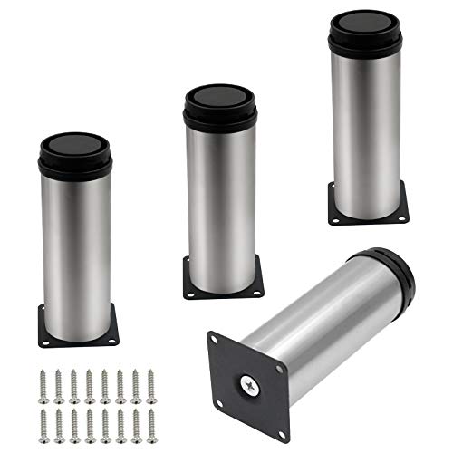 4 Pack Furniture Leg Set, 2" Dia 6" H Adjustable - size: 6 Inch