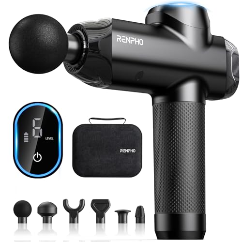 RENPHO Power Massage Gun Deep Tissue, 12mm Amplitude, Professional Massager - color: Graphite Black