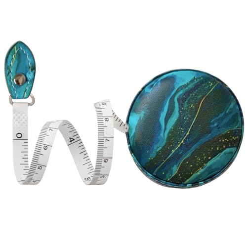 Tape Measure Body Measuring Tape，Medical Body Cloth Tailor Craft Dieting Measuring Tape, Dual Sided Retractable Ruler Colour Printed Soft Tape Measure Retractable - color: Teal Ocean 1 pack