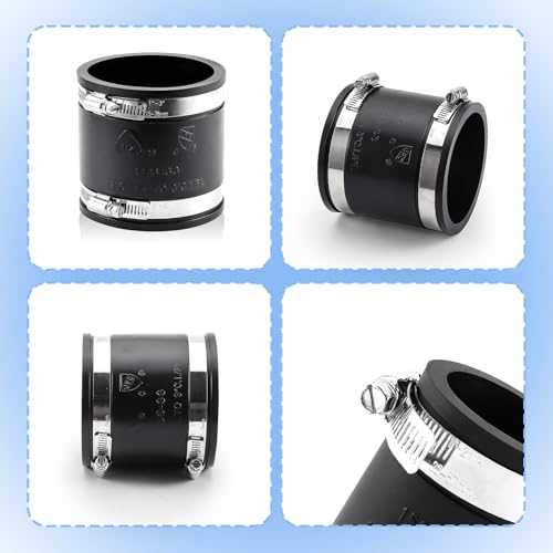 1 1/2" to 2" Flexible Pvc Pipe Coupling with Stainless Steel Clamp, Flexible Fitting for Connecting Cast Iron, Plastic and Copper Pipes, for Sewer and Drain Connections(Black) - size: 1 1/2" to 2"