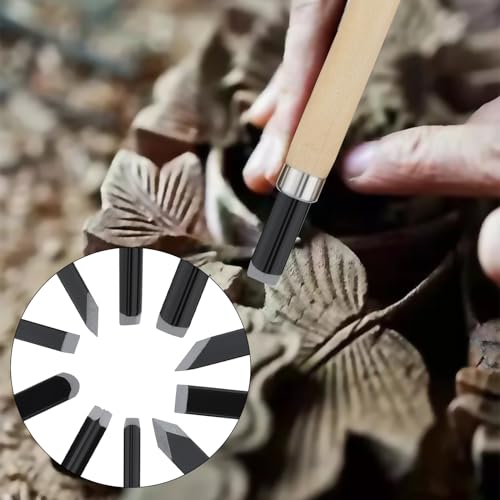 10pcs Wood Carving Chisel Set, Manganese Steel Woodworking Tools, Chisels Kit Great for Carving, Woodworking, DIY Sculpture and Art Projects