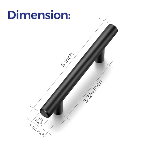 Ravinte Matte Black Cabinet Handles 6" Length,3.75" Hole Center,10 Pack - size: 6 Inch (3.75 Inch Hole Center)