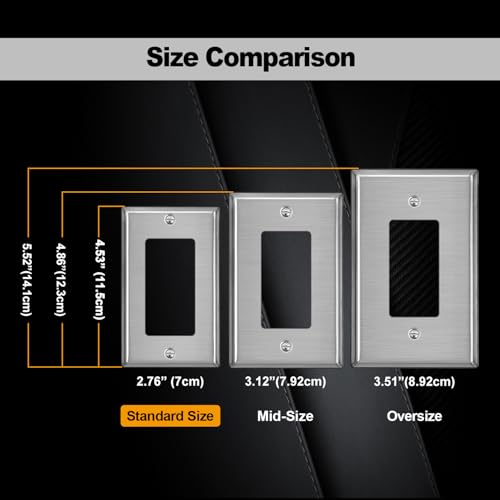 10 Pack BESTTEN Decorator Switch or Receptacle Outlet Metal Wall Plate - size: 1 Gang Decor
