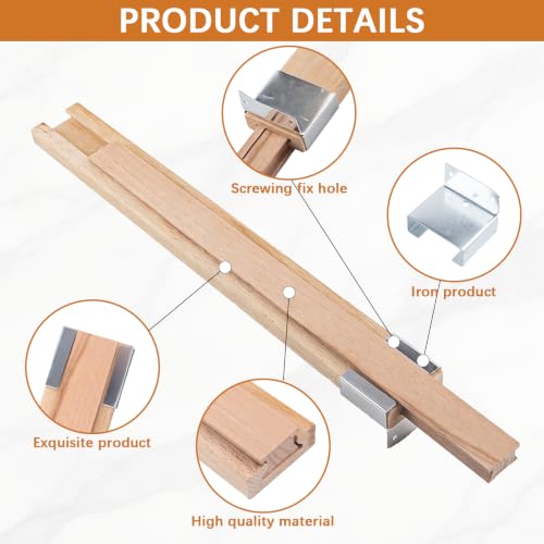 4 Pack Wooden Drawer Slides Bottom Mount Classic Center Guide Track with Metal Slide Glides Traditional Wood Drawer Rails for Dresser Replacement(16 Inches)