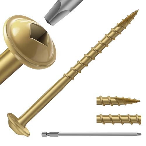 Pocket Hole Screws #8 x 2 Inch ((250Pcs) 2lb. Carbon Steel, Tan, Washer Head, Coarse Thread, Square Drive,150MM Drive Bit Included - color: Tan, size: #8 x 2"