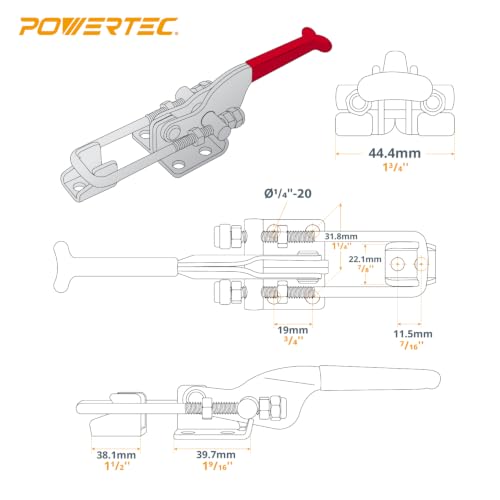 POWERTEC 1PK Toggle Clamp, 700 lbs Holding Capacity, 431 Adjustable U Bolt Latch w/ Antislip Hand Grip for Woodworking Jigs & Fixtures, Smoker, Tire Carrier, Tool Box, Cabinet (20307) - style: 431, 1PK