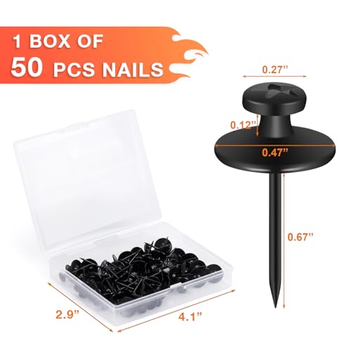 50 PCS Push Pins Picture Hangers Wall Hooks, Double Headed Thumb Tacks Without Nails, Renter Friendly Decor Thumbtacks for Tapestry Frame Art Photos (Black) - style: BLACK