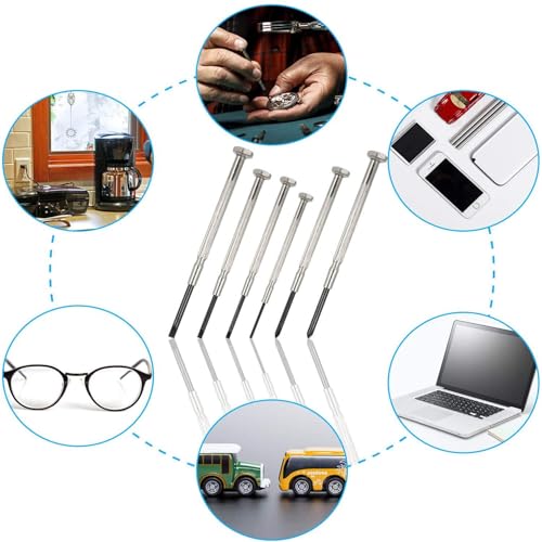 6PCS Mini Screwdriver Set, Small Professional Repair Tool Kit with 6 Different Size Flathead and Phillips Screwdrivers, Precision Screwdriver Sets for Jewelry, Watch, iPhone, Eyeglass Repair - style: 6PCS
