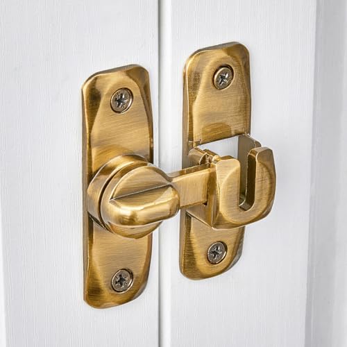 Brass Barn Door Latches,90/180 Degree Gate Lock_B - color: Brass