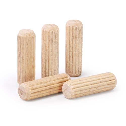 5/16" x 1" Wooden Dowel Pins, FoDau770 Fluted Wood Dowel Rods, Natural Beech Wood Dowel Pegs for Crafts, Woodworking, DIY Furniture - 200 Pieces - size: 5/16" x 1"