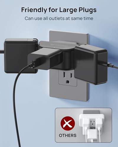 TROND 360 Rotating Plug Outlet Extender for Bathroom Kitchen, 2 Pack - color: Black, size: 3AC-3 Prong (Rotating Plug), 2 Pack