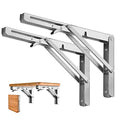 Storystore Folding Shelf Brackets - 10 Inch Heavy Duty Stainless Steel Collapsible Shelf Bracket for Bench Table, Space Saving DIY Bracket, Max Load: 550lb （2 PCS） - size: 10 Inch