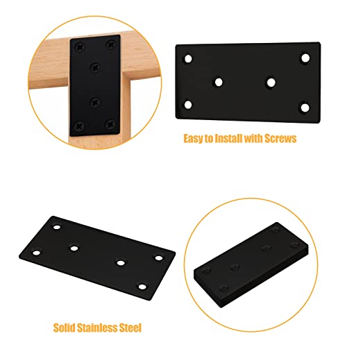 4pcs Metal Flat Straight Brace Bracket, 4'' x 2'' (L x W) , Black - size: 4'' x 2''/ 100mm x 50mm, style: Black-4pcs