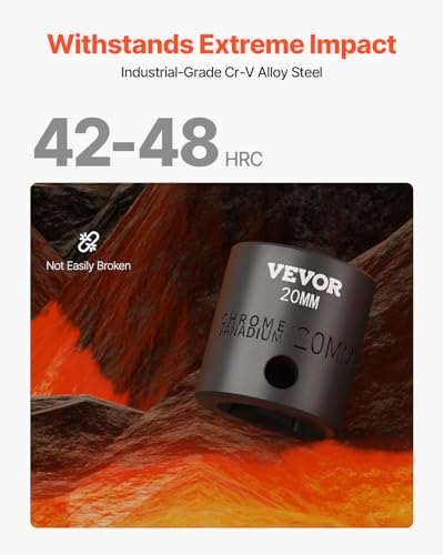 VEVOR 1/2" Drive Impact Socket Set 26-Piece, Metric (10-36mm) Sizes Standard Socket Set CR-V Material for High Durability Impact Wrench - size: 1/2" 26 PCS
