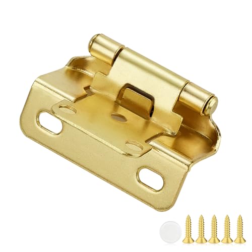4 Pack 2 Pair Gold Cabinet Hinges, 1/2" Semi Wrap Kitchen Hinges - color: Gold, size: 1/2" Semi Wrap