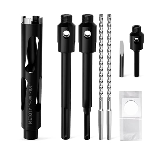 Diamond Core Drill Bit 1-3/8"(35mm) with Pilot Bit & Adapters (SDS Plus & Hex) – Upgraded Welded Segments, 8.6" Depth – for Concrete, Solid Brick, Hollow Brick, Masonry & More - size: (1-3/8"/35mm)