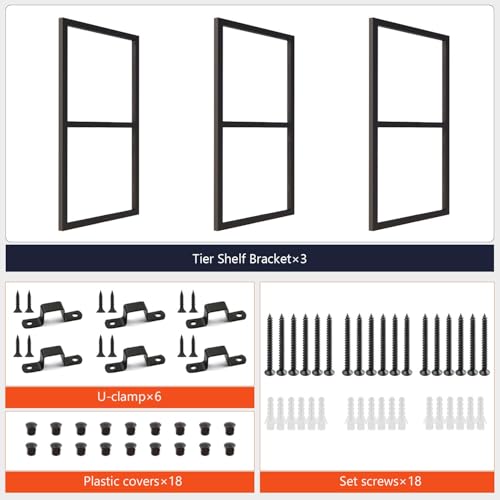 2-Tier Square Shelf Bracket, Wall & Ceiling Mount, 3 Pack - size: 2 Tier Bracket-3 Pack