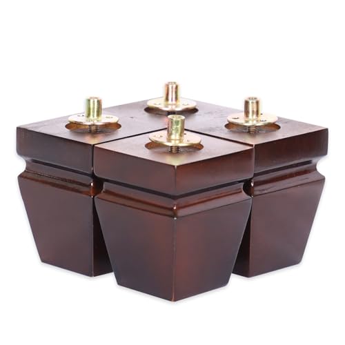 Wood Legs for Furniture 4 inch Heavy Duty Sofa Legs Square Brown Bed Legs Pack of 4, Mid Century Chair Feet, Sofa Replacement Parts, Dresser Leg Sideboard Recliner Couch Riser - color: Brown, size: 4"H*3.15"W