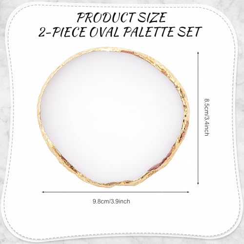 2 Pcs Resin Nail Art Palette, White Gold Edge Mixing Tray - color: White