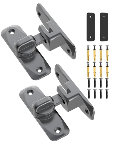 90/180 Degree Barn Door Latch Lock with Spacer, Grey, 2 Pack - color: Grey-2Pcs