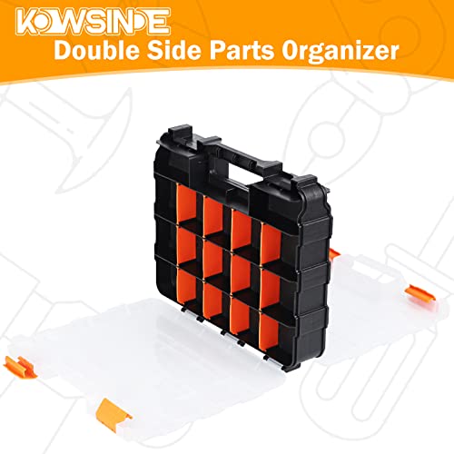 Kowsinde Double Side Tool Organizer, Hardware Storage Box, 34-Compartments Small Parts Organizer with Removable Dividers for Screws, Nuts, Nails, Bolts