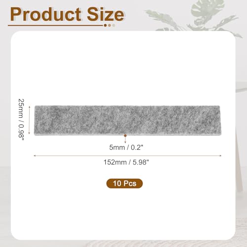 uxcell Felt Strips with Adhesive Backing, 10 Pcs 1" x 6" x 0.2" Anti Scratch Furniture Felt Tapes Self-Stick Pads for Protecting Hardwood Floor, Grey - color: Grey