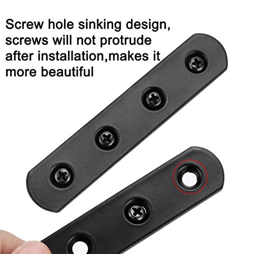 Sumnacon 8Pcs Stainless Steel Flat Plates - 4 Inch Heavy Duty Mending Plate Straight Corner Brace Brackets Connector Furniture Repair Fixing Joint with Screws, Black - size: 4 Inch Black