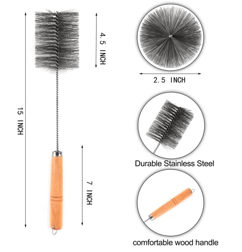 18 in Tent Wood Burning Stove Pipe Cleaning Brush Stainless Steel Bristles - size: 2.5IN