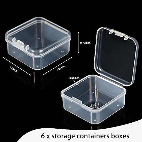 Jetec 6 Pieces Small Clear Plastic Storage Box, 1.7 x 1.7 x 0.8 Inch - size: 1.7 x 1.7 x 0.8 Inch