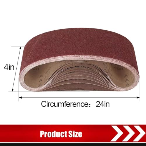 BOSHCRAFT 12 Pcs 4"x24" Sanding Belts, 60/80/120/180/240/400 Grit (2 Pcs Each) Aluminum Oxide for Woodworking & Metalworking - color: 4×24 Inch - 12 Pack