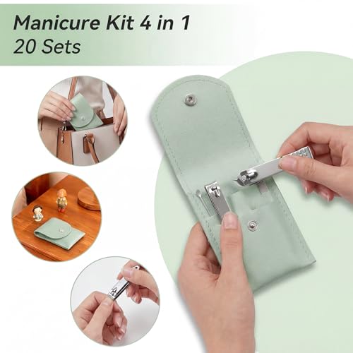 20PC Nail Care Kit,Professional Manicure Set，Nail Clippers Bulk - color: Green
