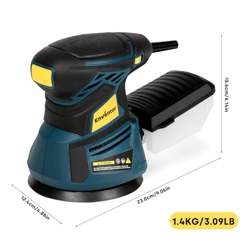 Enventor Orbital Sander with 6 Speeds, Dust Collection, 5 in, 3A Corded - size: 3A