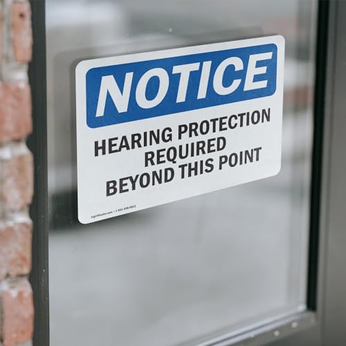 (2 Pack) Hearing Protection Required Beyond This Point OSHA Notice Sign 5 Inch X 3.5 Inch Vinyl Label Decal Sticker Weather Resistant, UV Protected for Workplace, Business, and Construction Site, Made in the USA - size: 5 Inch X 3.5 Inch, style: Vinyl Dec