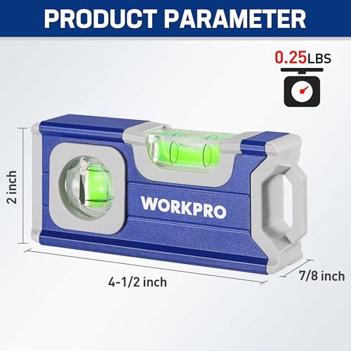 WORKPRO 4-1/2 Inch Mini Magnetic Pocket Level, Aluminum Alloy, Cobalt Blue - color: Blue